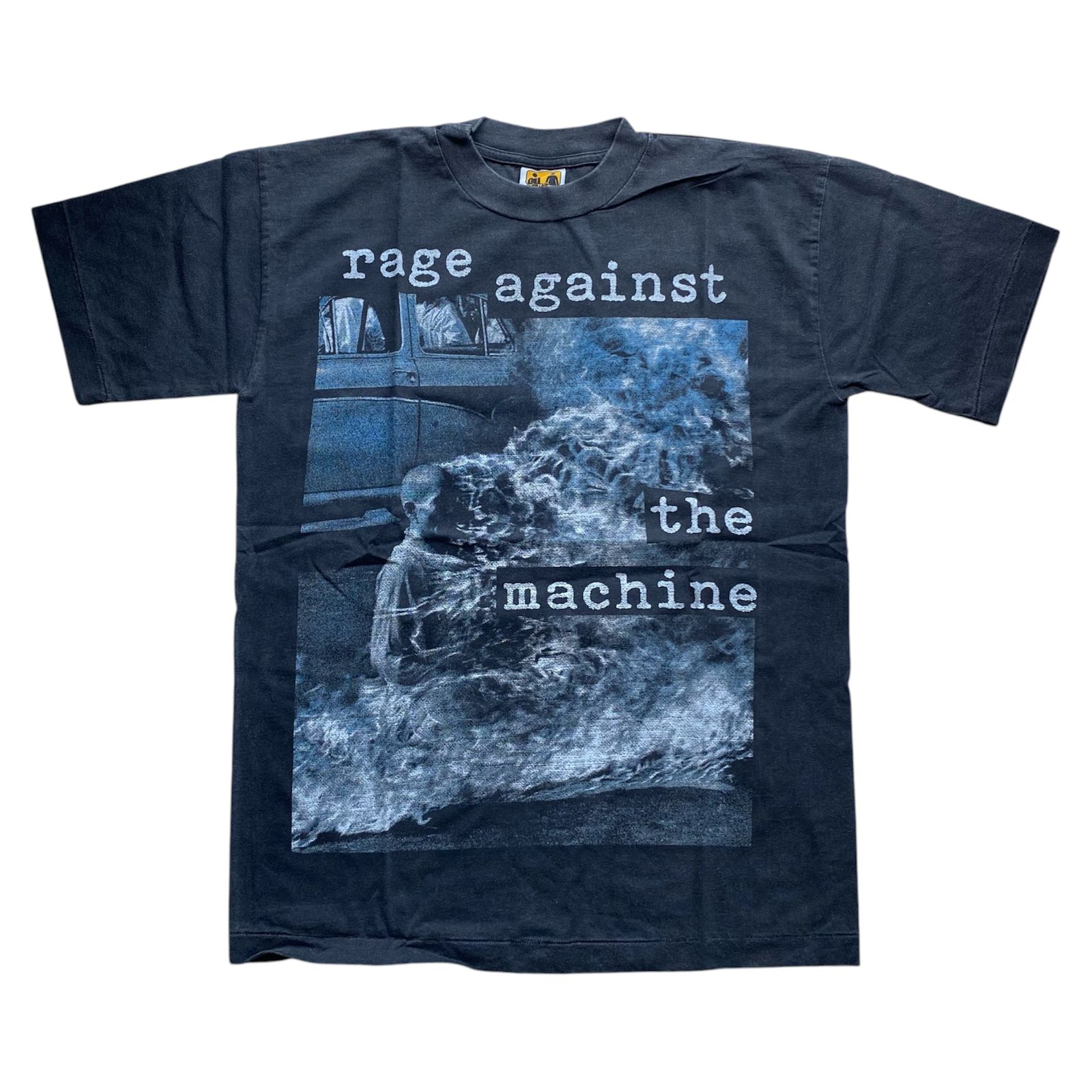 RAGE AGAINST THE MACHINE BUDHA TEE BLACK FADED SHORTSLEVEE BY STUTTER LEGACY