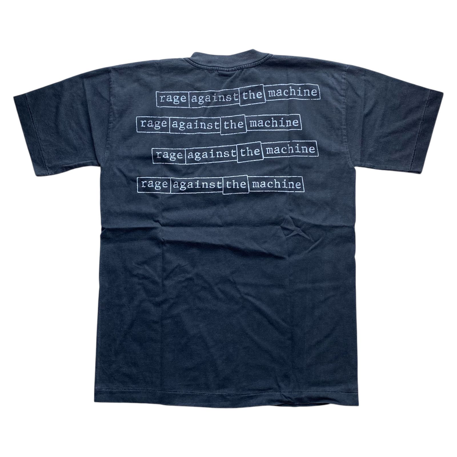 RAGE AGAINST THE MACHINE BUDHA TEE BLACK FADED SHORTSLEVEE BY STUTTER LEGACY