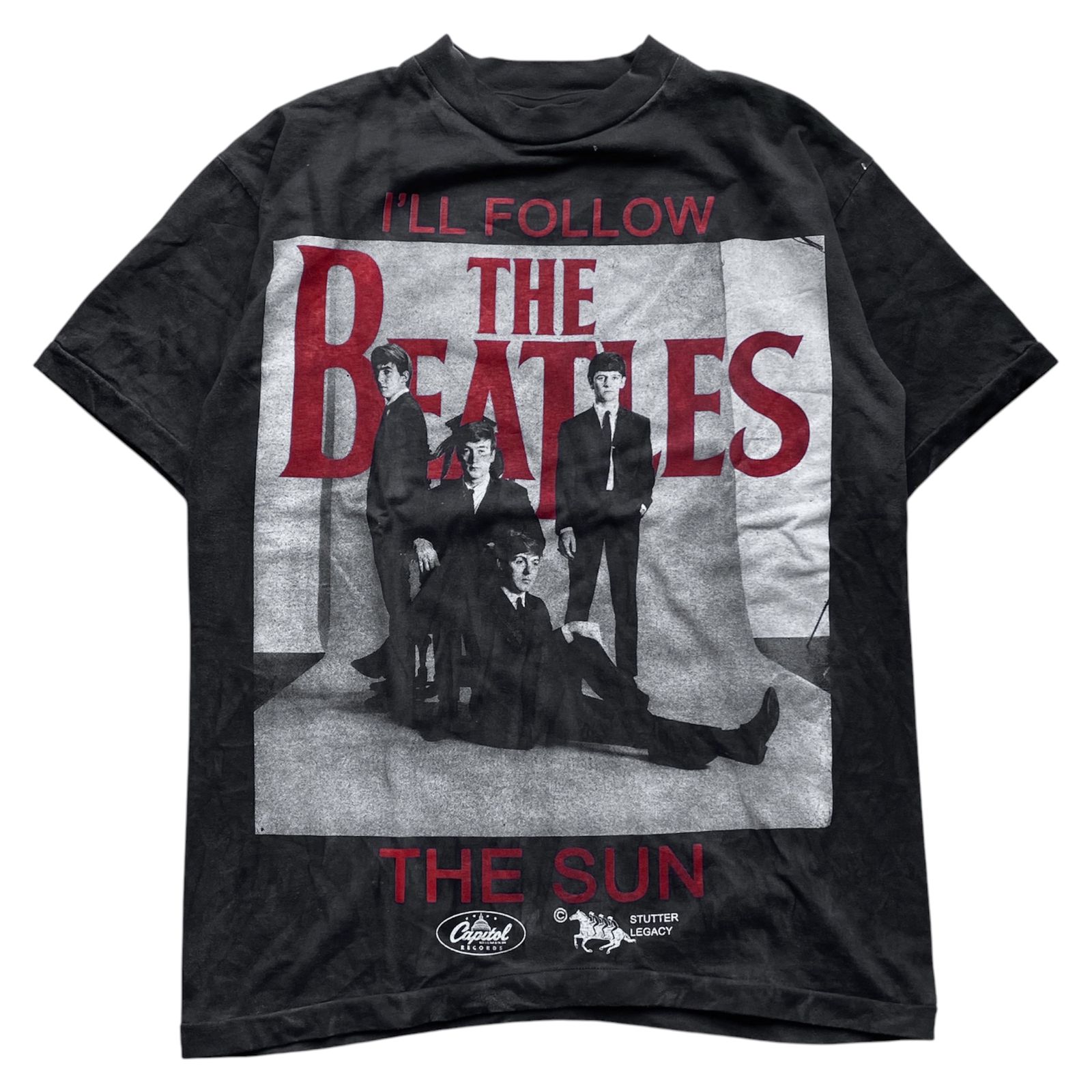 THE BEATLES TEE BLACK FADED SHORTSLEVEE BY STUTTER LEGACY