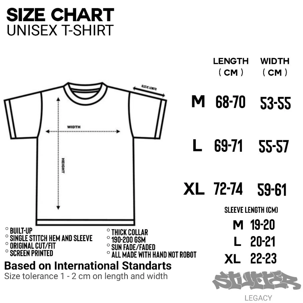 Panduan ukuran t shirt